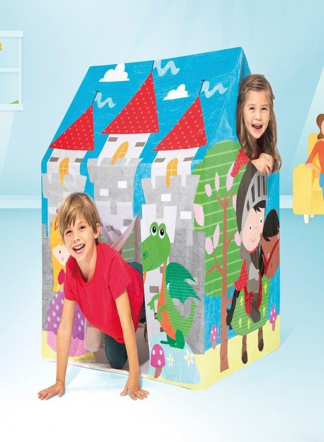 خيمة لعب للأطفال من KinderTales® Jungle Fun Cottage Wendy House - خيمة لعب للأطفال مع باب وفتحة سقف، مصنوعة من الفينيل خفيف الوزن، بتصميم حيوانات الغابة للاستخدام الداخلي والخارجي، لتشجيع اللعب الإبداعي - Image 3